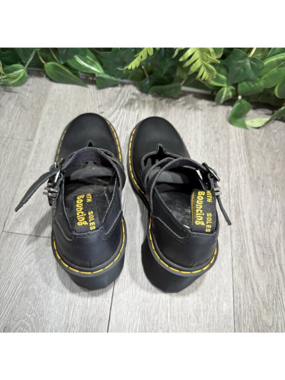 Dr. Martens Eviee Sendal Sendal Black Leather Heeled Mary Jane Shoes Women's 5 - Picture 6 of 10